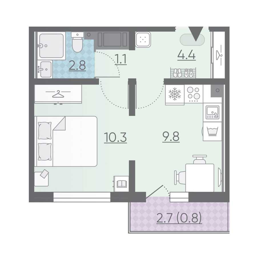Однокомнатная квартира в : площадь 29.2 м2 , этаж: 13 – купить в Санкт-Петербурге